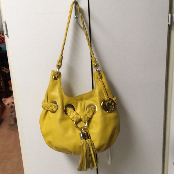 Michael | Bags | Used Michael Kors Braided Grommet Yellow Purse Poshmark